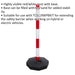 Red & White High Vis Post with Base - Electric Safety Barrier - Extends ys06842 Loops