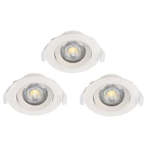 3 PACK Flush Adjustable Ceiling Downlight White Plastic 5W Built in LED Loops