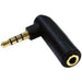 3.5mm 4 Pole Right Angled Adapter - Male to Female GOLD Audio Headphone Socket Loops