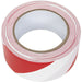 50mm x 33m Red & White Adhesive Warning Tape - Hazard Safety Marking Corden Loops