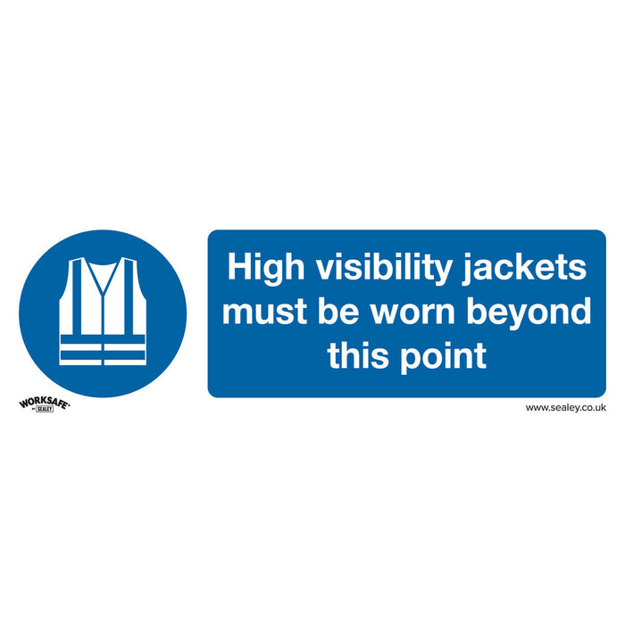 1x HI-VIS JACKETS MUST BE WORN Safety Sign - Rigid Plastic 300 x 100mm Warning Loops