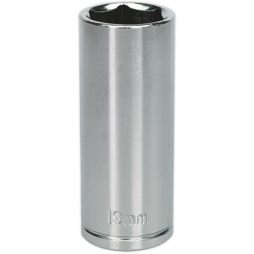 19mm Chrome Plated Deep Drive Socket - 3/8" Square Drive High Grade Carbon Steel Loops
