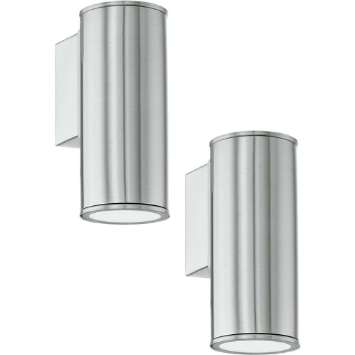 2 PACK IP44 Outdoor Wall Light Stainless Steel 1x 3W GU10 Porch Down Lamp Loops