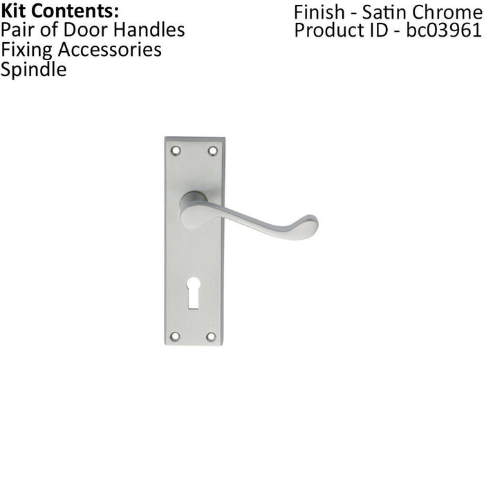 PAIR Victorian Scroll Handle on Lock Backplate 150 x 43mm Satin Chrome Loops