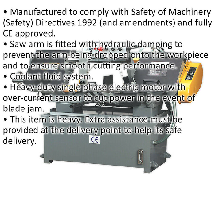 400mm Horizontal Bandsaw with Hydraulic Arm - Coolant Fluid System - 1500W Motor Loops