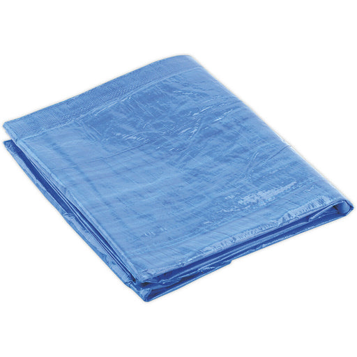 5.49m x 7.32m Blue Tarpaulin - Mould and Mildew Proof - Waterproof Cover Sheet Loops