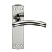 Curved Lever on Latch Backplate Door Handle 172 x 44mm Polished & Satin Steel Loops