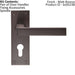 PAIR Straight Square Handle on Euro Lock Backplate 150 x 50mm Matt Bronze Loops