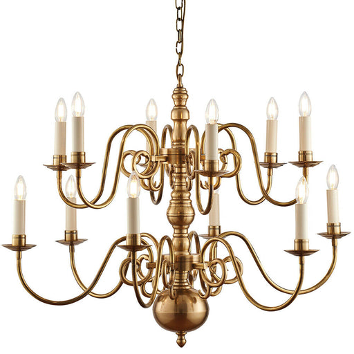 Luxury Hanging Ceiling Pendant Light Traditional 12 Lamp Solid Brass Chandelier Loops