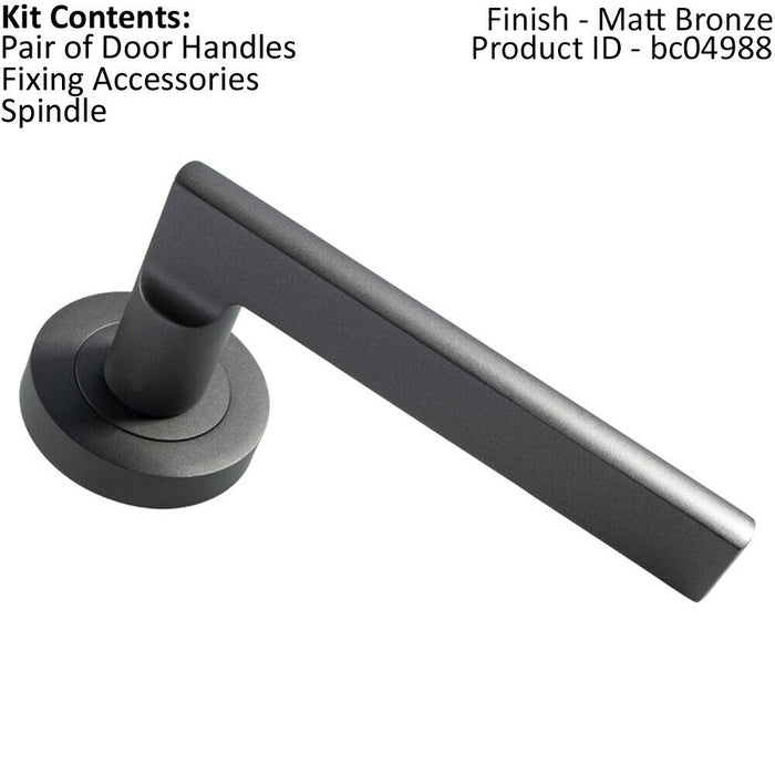 PAIR Straight Plinth Mounted Handle on Round Rose Concealed Fix Matt Bronze Loops