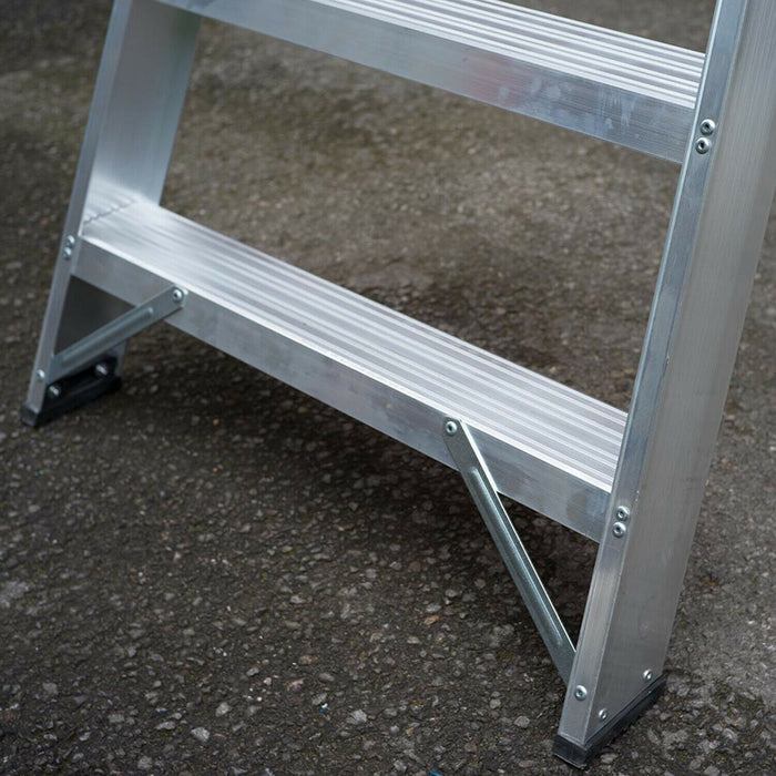 0.6m Aluminium Platform Step Ladders 3 Tread Home DIY Lightweight Metal Steps Loops