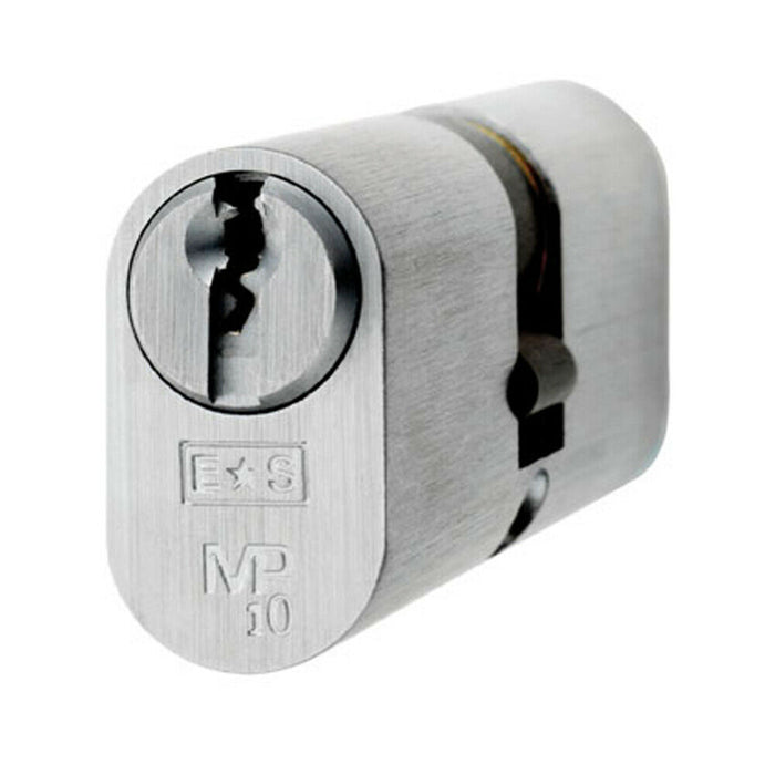 64mm Oval Double Cylinder Lock Keyed Alike 10 Pin Polished Chrome Door Lock Loops