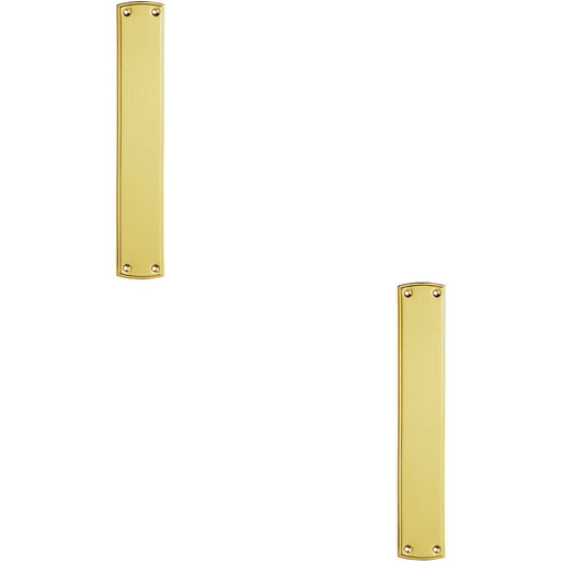 2x Large Ornate Door Finger Plate with Stepped Border 382 x 65mm Polished Brass Loops