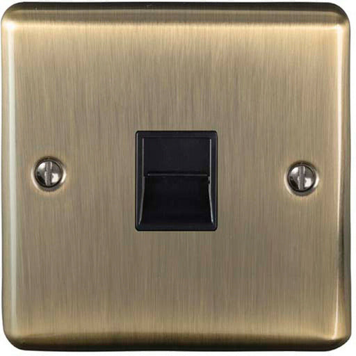 BT Telephone Slave Extension Socket ANTIQUE BRASS & Black Secondary Wall Plate Loops