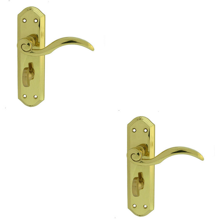 2x PAIR Spiral Sculpted Handle on Bathroom Backplate 180 x 48mm Polished Brass Loops
