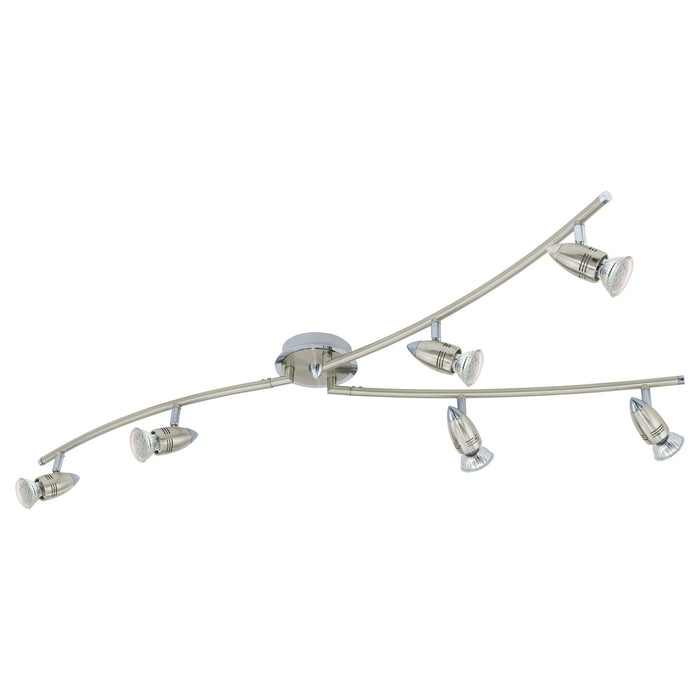 Flush Ceiling Light Colour Satin Nickel Chrome Shade Bulb GU10 6x3W Included Loops