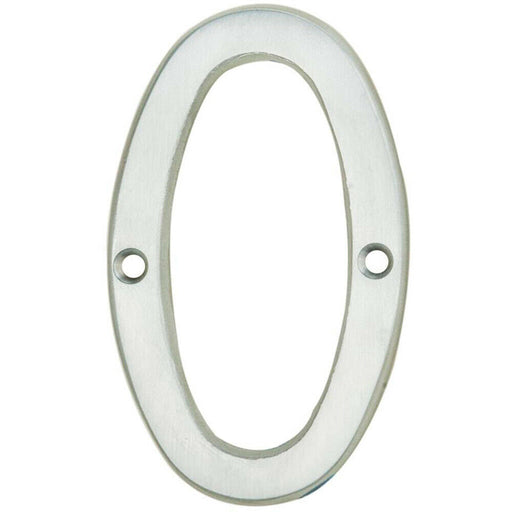Satin Chrome Door Number 0 - 75mm Height 4mm Depth House Numeral Plaque Loops