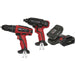 2x Cordless Power Tool Set & Li-Ion Battery - Hammer Drill & Impact Driver Loops