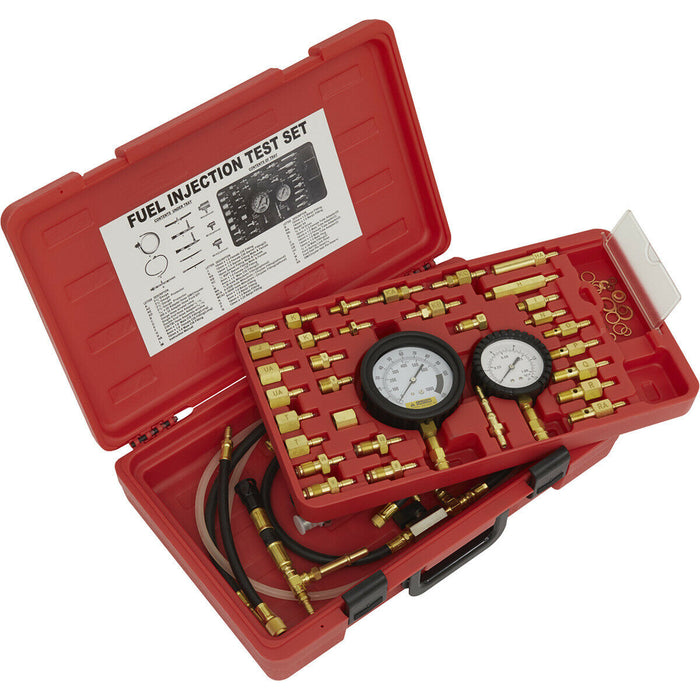 Fuel Injection Pressure Test Kit - High & Low Pressure Gauge - Release Valve Loops