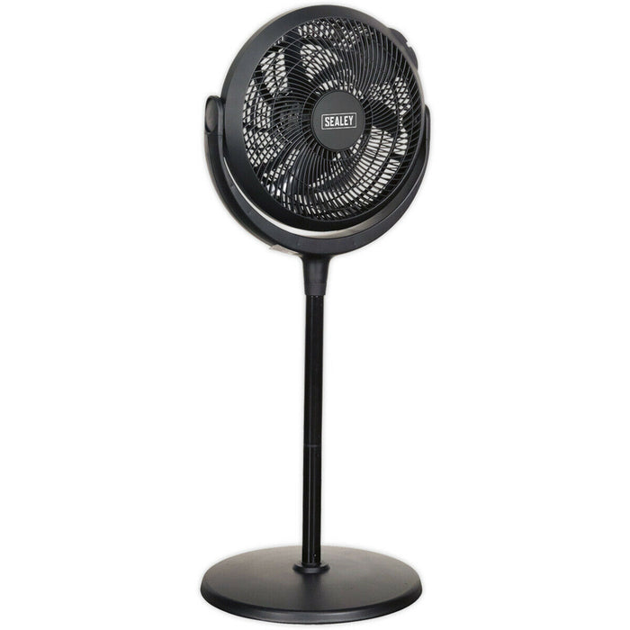 12" Desk & Pedestal Fan - 3 Speed Settings - Adjustable Height - 3-Pin UK Plug Loops