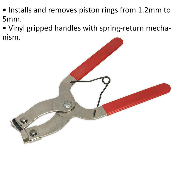 Piston Ring Pliers - 1.2mm to 5mm Jaw Capacity - Install & Remove - Vinyl Grip Loops