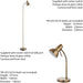 Standing Floor & Table Lamp Set Antique Brass Adjustable Neck Living Room Light Loops