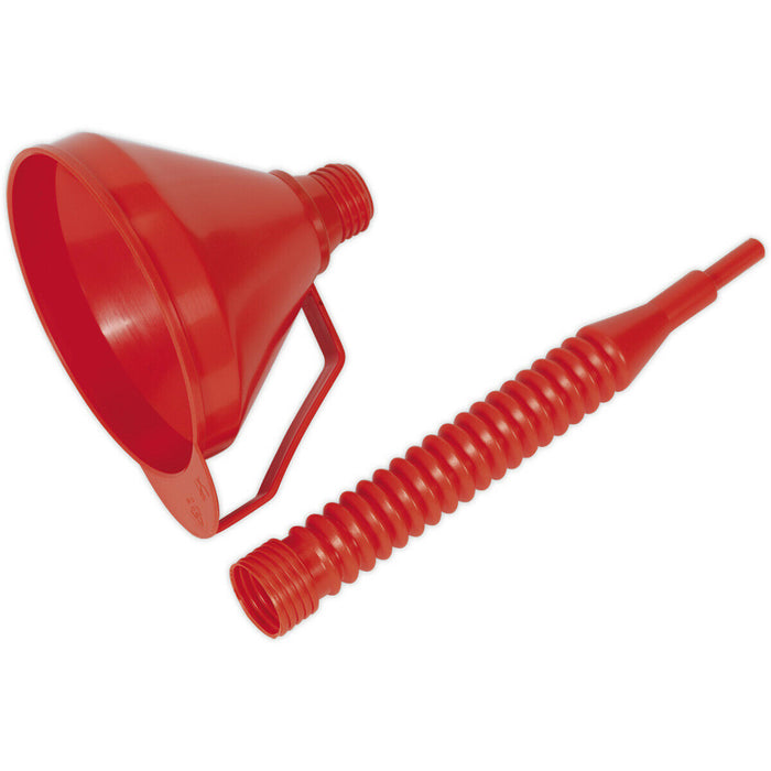 160mm Funnel with Flexible Spout & Filter - Integrated Handle - Polyethylene Loops