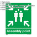 1x ASSEMBLY POINT Health & Safety Sign - Rigid Plastic 250x 300mm Warning Plate Loops