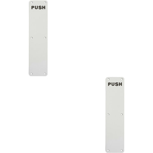 2x Push Engraved Door Finger Plate 350 x 75mm Satin Anodised Aluminium Loops