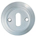 55mm Lock Profile Round Escutcheon Reeded Design Satin Chrome Keyhole Cover Loops