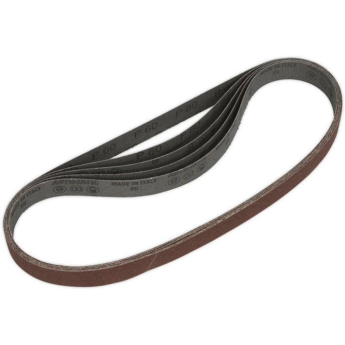 5 PACK - 25mm x 762mm Sanding Belts - 60 Grit Aluminium Oxide Slim Detail Loop Loops