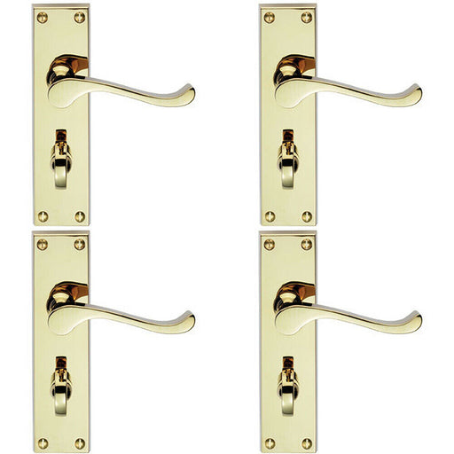 4x PAIR Victorian Scroll Handle on Bathroom Backplate 155 x 41mm Polished Brass Loops