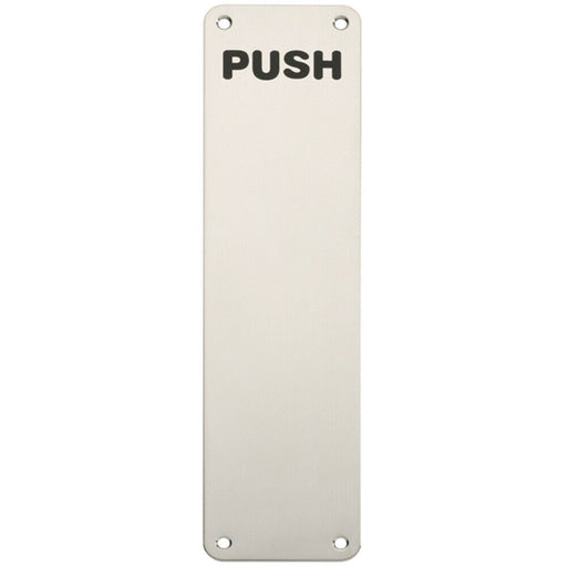 Push Engraved Door Finger Plate 300 x 75mm Bright Stainless Steel Push Plate Loops