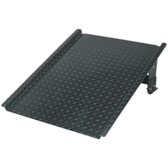 Adjustable Height Ramp for Barrel Bunds & Kerbs - Heavy Duty Steel - Tread Plate Loops