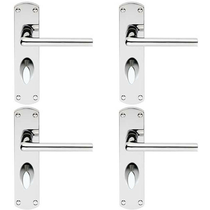4x Rounded Straight Bar Handle on Bathroom Backplate 170 x 42mm Polished Chrome Loops