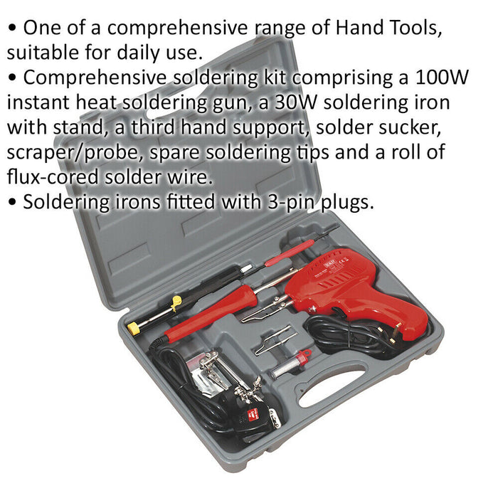 100W Electric Soldering Gun Kit - TRIGGER INSTANT HEAT Pistol Grip - Solder Iron Loops