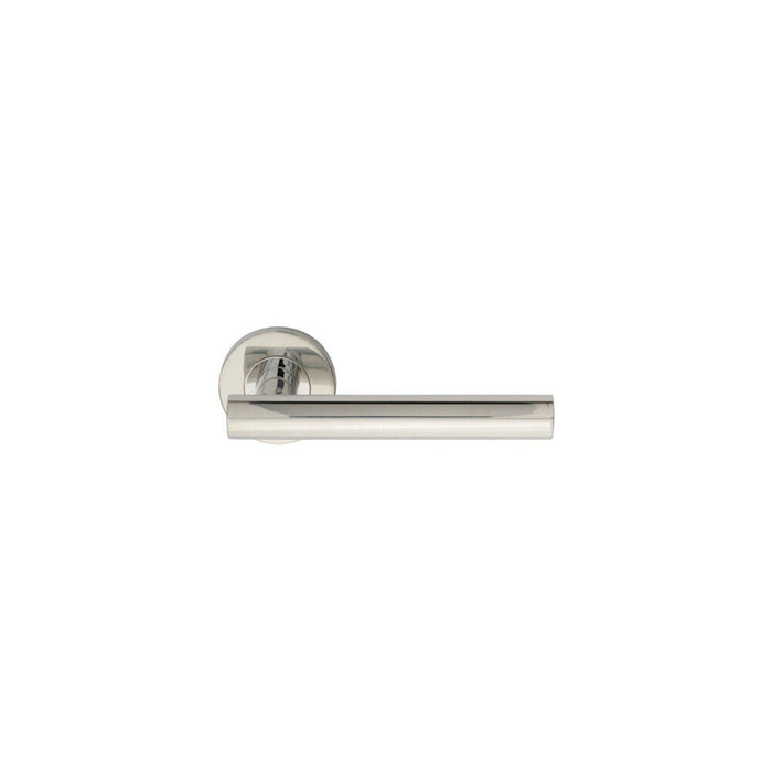 PAIR Straight Round T Bar Handle on Round Rose Concealed Fix Polished Steel Loops