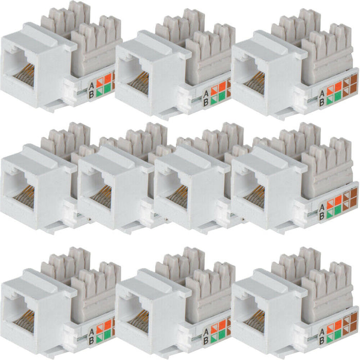 10x RJ45 IDC Network Keystone Jack Module CAT5 & CAT6 Ethernet Plastic Connector Loops