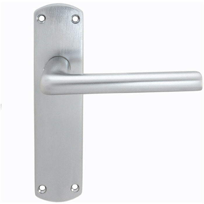 Door Handle & Latch Pack Satin Chrome Modern Straight Round Bar on Backplate Loops