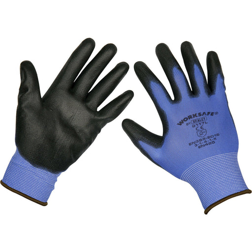 12 PAIRS - LARGE Lightweight Precision Grip Gloves - Elasticated Wrist Loops