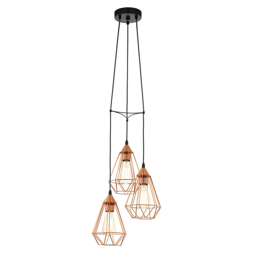 Hanging Ceiling Pendant Light Copper Wire Cage 3x E27 Geometric Multi Lamp Loops