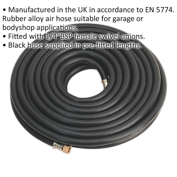 Heavy Duty Air Hose with 1/4 Inch BSP Unions - 15 Metre Length - 8mm Bore Loops