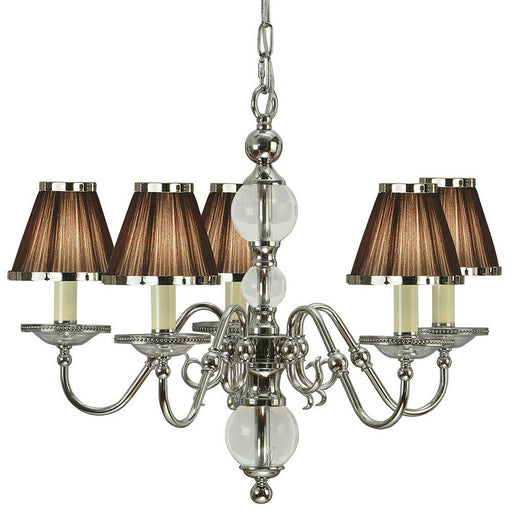 Flemish Ceiling Pendant Chandelier Polished Nickel & White Shades 9 Lamp Light Loops