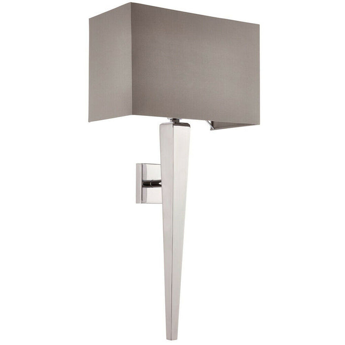 Rectangular Dimmable Wall Light Chrome & Grey Shade Modern Bedside Lamp Fitting Loops