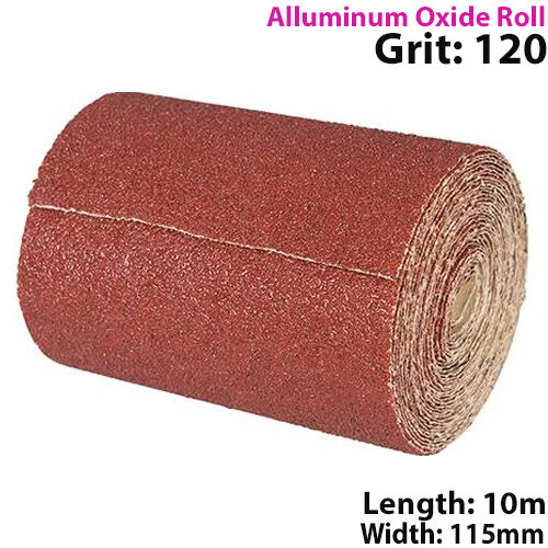 10m 120 Grit Aluminium Oxide Sand Paper Rolls Long Life Sanding Grinding Sheet Loops