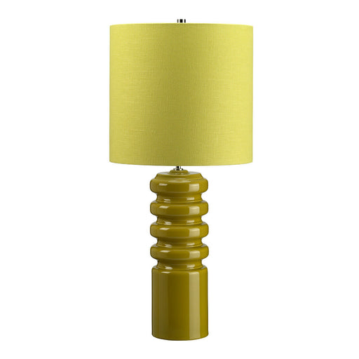 Table Lamp Lime Green Glaze and Green Linen Shade Lime LED E27 60W Bulb Loops