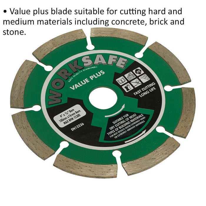 100mm Diamond Cutting Disc Blade - 16mm Bore - Long Lasting Brick Concrete Stone Loops