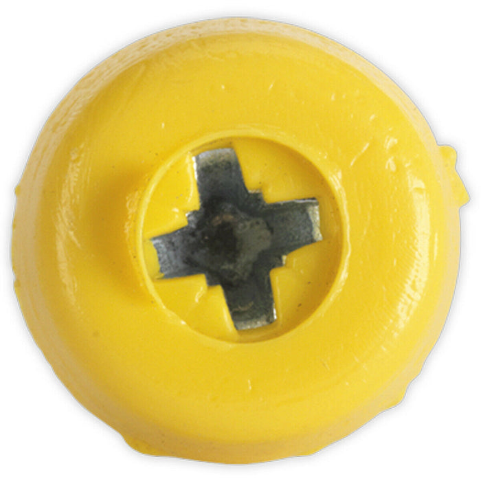 50 PACK 4.8 x 18mm Yellow Numberplate Screw - Plastic Enclosed Head Fixings Loops