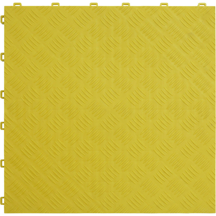 9 PACK Heavy Duty Floor Tile - PP Plastic - 400 x 400mm - Yellow Treadplate Loops