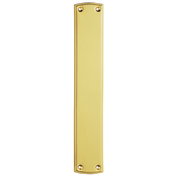 Large Ornate Door Finger Plate with Stepped Border 382 x 65mm Polished Brass Loops